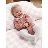 Vertbaudet - Fluwelen Babyromper - Bloemenprint - Kraag - Engels Borduurwerk