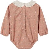 Vertbaudet - Fluwelen Babyromper - Bloemenprint - Kraag - Engels Borduurwerk