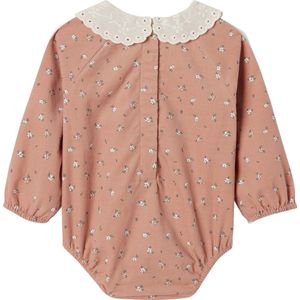 Vertbaudet - Fluwelen Babyromper - Bloemenprint - Kraag - Engels Borduurwerk