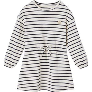 Getailleerde Streepjesjurk - Marineblauw - Tricot Jurken