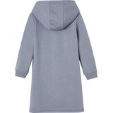 Meisjesjurk - Sweatstof - Grijsblauw - Capuchon - 65% Katoen, 35% Polyester