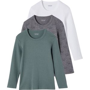 Vertbaudet Set van 3 T-shirts van ribstof met lange mouwen jongens