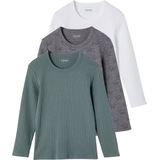 Vertbaudet Set van 3 T-shirts van ribstof met lange mouwen jongens