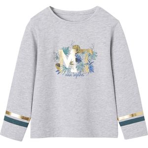Sportief T-shirt - Gemêleerd Grijs - Tropische Print - Meisjes