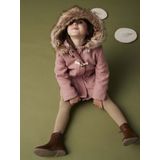 Vertbaudet - Duffel - Navy - Wol - Capuchon met Imitatiebondbont