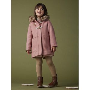 Vertbaudet - Duffel - Navy - Wol - Capuchon met Imitatiebondbont