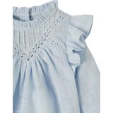 Blabybouse - Hemelsblauw - Blouse - Ruches in Gevlamde Stof