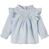 Blabybouse - Hemelsblauw - Blouse - Ruches in Gevlamde Stof