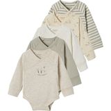 Set van 5 Rompertjes - Saliegroen - Biologisch Katoen - Lange Mouwen