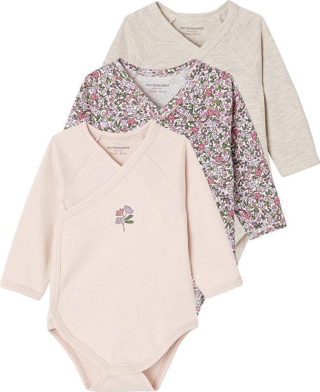Vertbaudet - Rompertjes - Set van 3 - Overslagromper - Biologisch Katoen