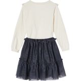 Set - Shirt met Ruches en Tule Rokje - Antraciet - T-shirt 100% Katoen, Tule Rok 100% Polyester