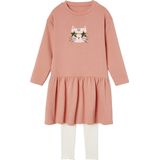 Vertbaudet Jurk van fleece en legging van ribstof meisjes