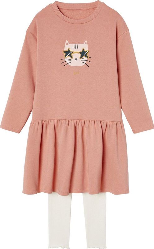 Vertbaudet Jurk van fleece en legging van ribstof meisjes