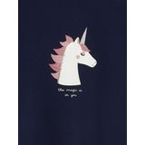 T-shirt - Anna - Meisjes T-shirt - Marineblauw - Bedrukt Konijnmotief met Strikje