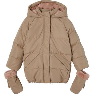 Mädchen Daunenjacke mit Handschuhen cappuccino