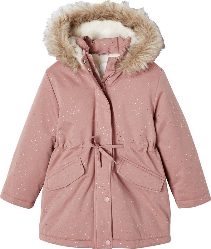 Vertbaudet Meisjesparka met glitters en pailletten met imitatiebonten voering