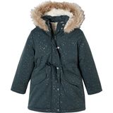 Meisjesparka - Rouge - Glitterparka - Gevoerde Capuchon - 2 Klepzakken