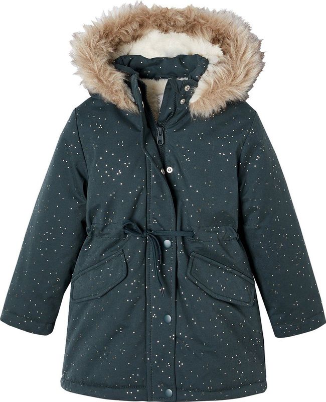 Meisjesparka - Rouge - Glitterparka - Gevoerde Capuchon - 2 Klepzakken