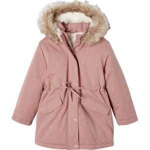 Warme Mädchen Winterjacke mit Glitzer und Webpelz