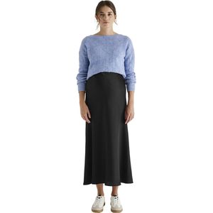 Envie de Fraise - Lange Gesatineerde Rok - Zwart - 100% Polyester
