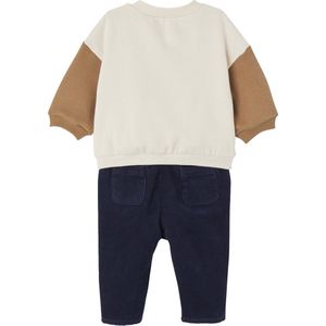 Vertbaudet - Babyset - Fleece Sweater - Fluwelen Broek - Colorblock - Zacht Fleece