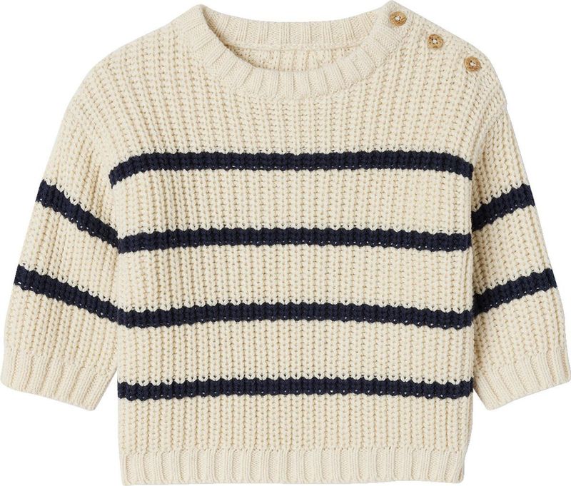 Geribde Babytrui - Gemêleerd Beige - Kabeltricot
