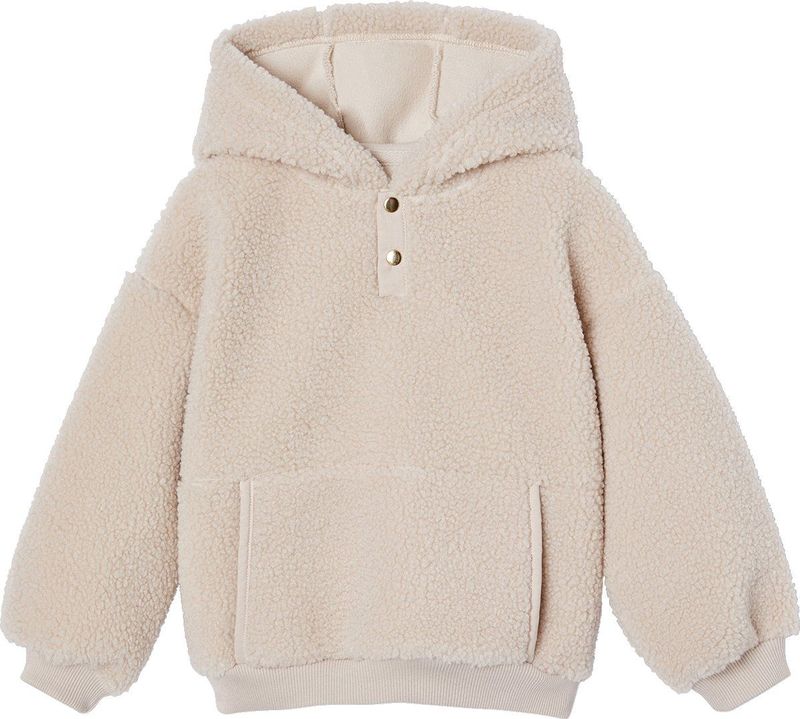 Meisjessweater - Ecru - Sherpa - Met Capuchon
