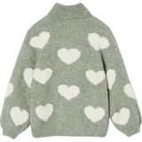 Gebreide Trui - Maxi Coltrui - Groengrijs - Rolkraag - 56% Polyester, 42% Acryl, 2% Elastaan