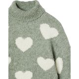 Gebreide Trui - Maxi Coltrui - Groengrijs - Rolkraag - 56% Polyester, 42% Acryl, 2% Elastaan