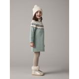 Vertbaudet - Jacquard - Gebreide Meisjesjurk - Licht opstaande Kraag - Lange Mouwen