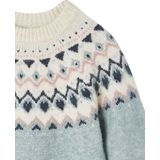 Vertbaudet - Jacquard - Gebreide Meisjesjurk - Licht opstaande Kraag - Lange Mouwen