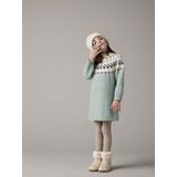 Vertbaudet - Jacquard - Gebreide Meisjesjurk - Licht opstaande Kraag - Lange Mouwen