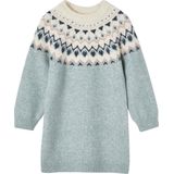Vertbaudet - Jacquard - Gebreide Meisjesjurk - Licht opstaande Kraag - Lange Mouwen