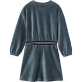 Fluwelen Meisjesjurk - Ronde Halslijn - Gestreepte Tailleband - Lange Mouwen