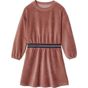 Meisjesjurk - Fluweel - Ronde Halslijn - Lange Mouwen - Gestreepte Tailleband