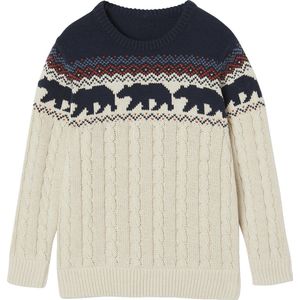 Jacquard - Jongenstrui - Gemêleerd Wit - Kabeltricot
