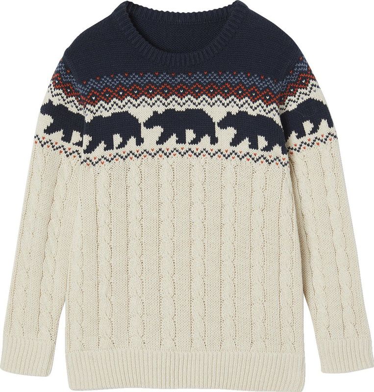 Jacquard - Jongenstrui - Gemêleerd Wit - Kabeltricot