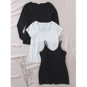 Voedingsshirts - 3-delige Set - Wit - 100% Katoen - Gekruiste Halslijn