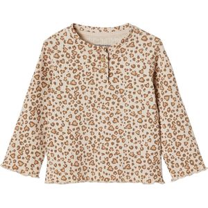 T-shirt van ribtricot baby lange mouwen beige (poederkleur)