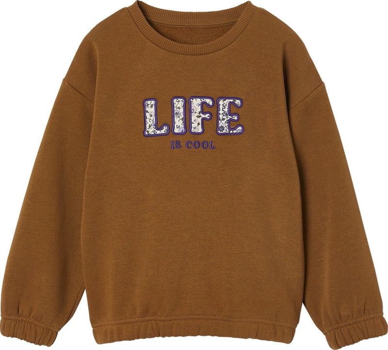 Vertbaudet - Meisjessweater - Oversized - Met Patchletters - Ronde Hals - Lange Mouwen