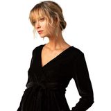 Envie de Fraise - Fluwelen Wikkeljurk - Zwangerschapsjurk - V-hals - Lange Mouwen