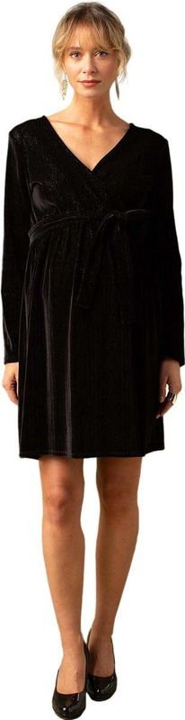 Envie de Fraise - Fluwelen Wikkeljurk - Zwangerschapsjurk - V-hals - Lange Mouwen