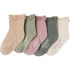 Set van 5 Paar Halfhoge Sokken - Klei - Meisjes - Verstevigde Neus en Hiel
