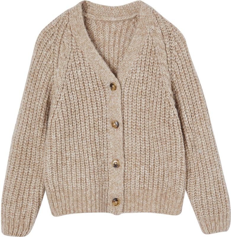 Gebreid Vest - Kameel - Geknoopt - Lange Mouwen