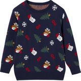 Jacquard - Jongenstrui - Marineblauw - Kerstthema - Lange Mouwen