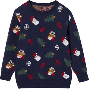 Jacquard - Jongenstrui - Marineblauw - Kerstthema - Lange Mouwen