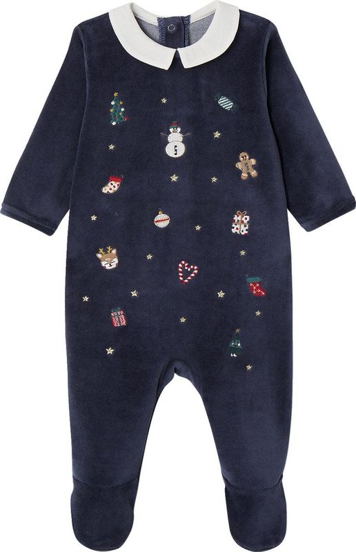 Kerstpyjama - Marineblauw - Pyjama voor Baby's - 75% Katoen, 25% Polyester - Drukknoopsluiting