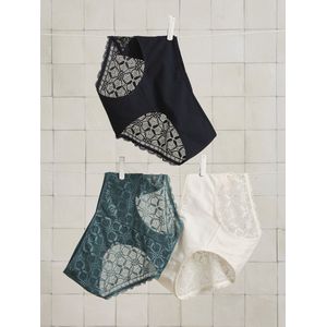 Vertbaudet - Set van 3 - Zwangerschapsbroekjes - Katoen - Zwart met Kant