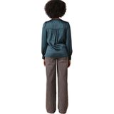 Zwangerschapsblouse - Gekruiste Halslijn - Lange Pofmouwen - Satijnen Effect - 100% Viscose