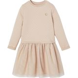 Jurk - 2 in 1 - Fleece en Voile - Roze - Met Sterrenbadge